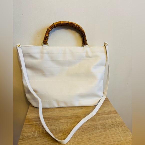 Casual Bamboo Style handles White tote bag with a detachable strap - Picture 2 of 10